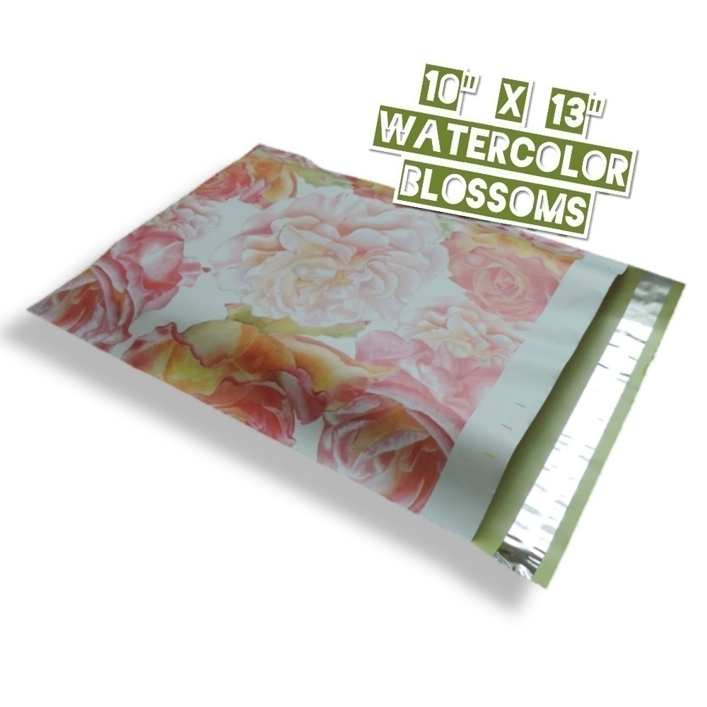 50 Poly Mailers 10x13 Watercolor Blossoms - Picture 3 of 4